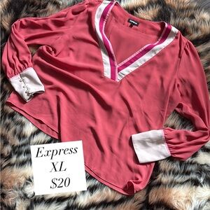 Express Pink and White Blouse